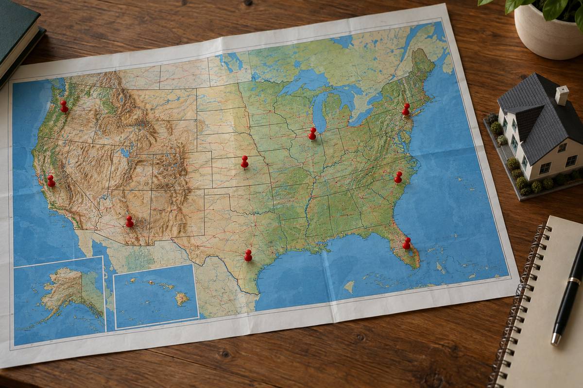 Map and data analysis for evaluating US rental property investment locations