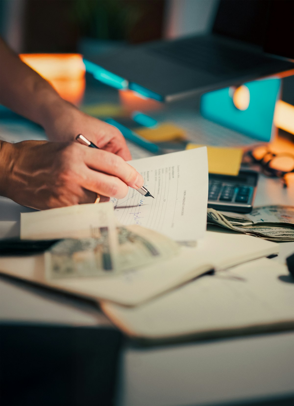 Investor analyzing rental property portfolio for blanket loan financing