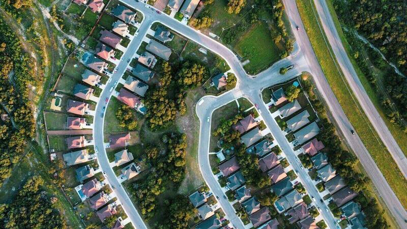 Aerial view of single-family housing in a top U.S. rental market