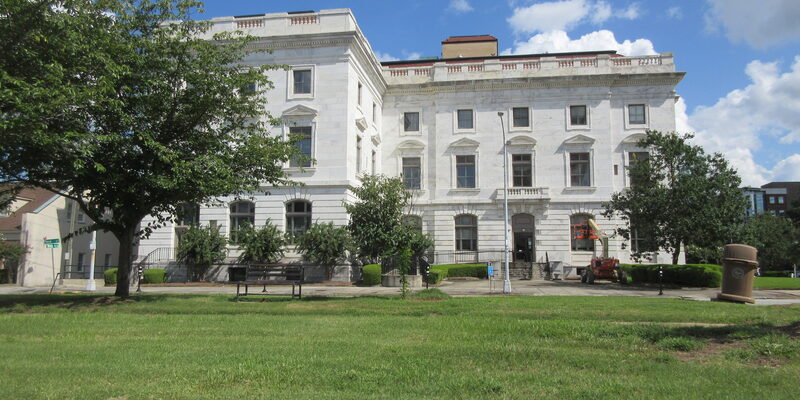 Neoclassical federal building in downtown Macon, Georgia