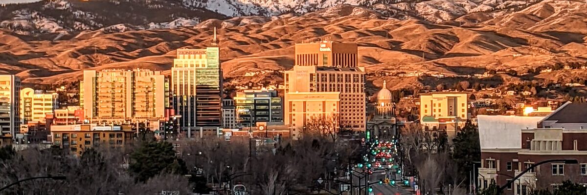 Boise Idaho skyline with foothills