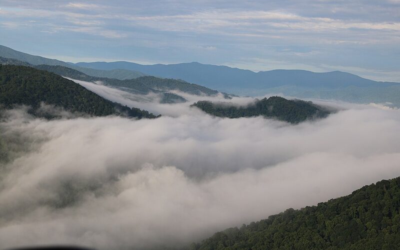 Blue Ridge Parkway winding through the Appalachian Mountains in western North Carolina