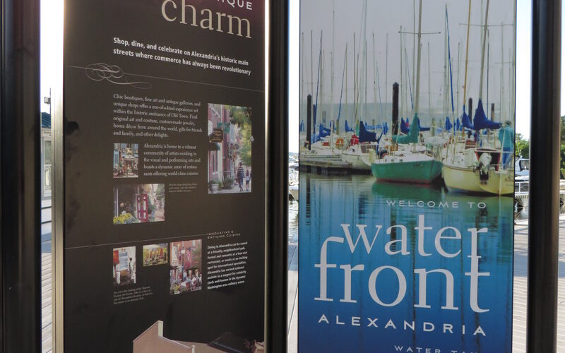 Waterfront Alexandria welcome signage and information display