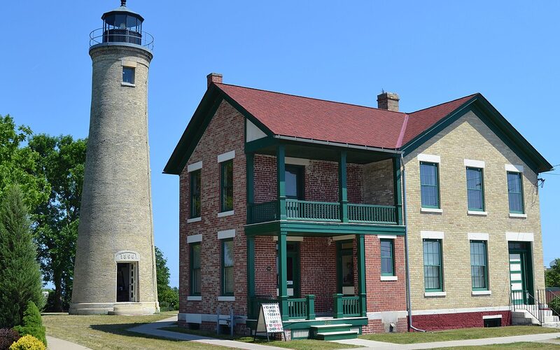 Southport Light Station lighthouse on Lake Michigan in Kenosha, Wisconsin